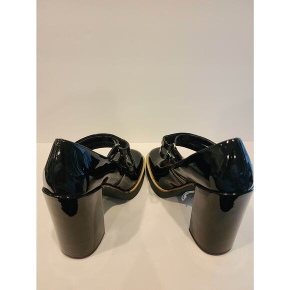 Steve Madden Twice Mary Jane Platform Heels 7.5 Black Patent - Picture 6 of 8